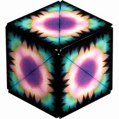 Cube Shashibo Lune en position fermée avec motifs spatiaux