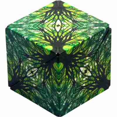 Cube Shashibo vert en forme géométrique fermée