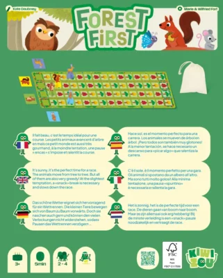 Plateau du jeu Forest First avec parcours coloré