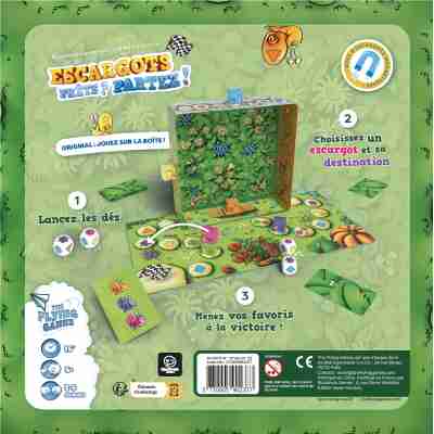 Dos de la boîte du jeu escargots prêts partez avec règles visuelles