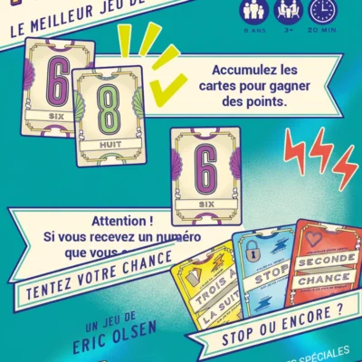 Dos de la boîte Flip 7 avec règles du jeu