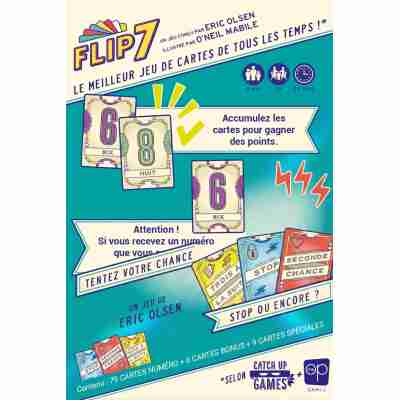 Dos de la boîte Flip 7 avec règles du jeu