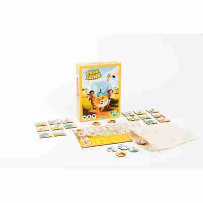 Jeu Mission Savane installé avec accessoires et sac en tissu