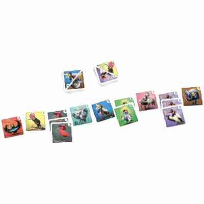 Partie de Crazy Birds avec cartes étalées sur la table