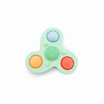 Ptit Loustic – Magasin de jeux et jouets à Saint-Étienne 1 Space Spinner Little L en silicone vert pastel avec formes spatiales