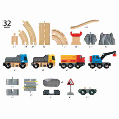 Contenu du coffret Circuit Rail Route Transport de Roches Brio