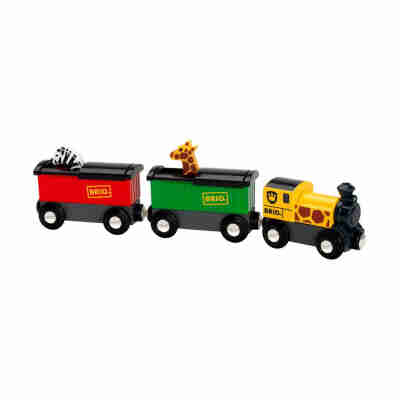 Locomotive safari Brio avec wagons girafe et zèbre