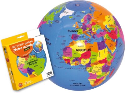Boîte du globe gonflable éducatif 30 cm avec carte du monde