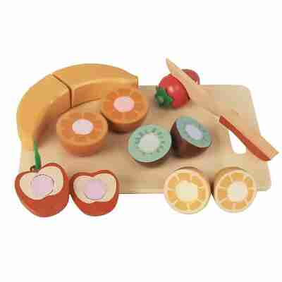 Ptit Loustic – Magasin de jeux et jouets à Saint-Étienne 25 Set de fruits en bois à découper avec planche et couteau