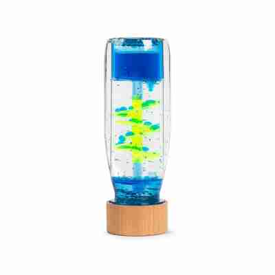 Bouteille sensorielle Spiral Blue Petit Boum avec spirale bleue et liquide coloré