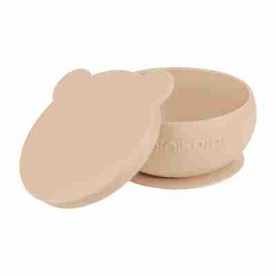 Ptit Loustic – Magasin de jeux et jouets à Saint-Étienne 19 Bol à ventouse avec couvercle Minikoioi en silicone nude