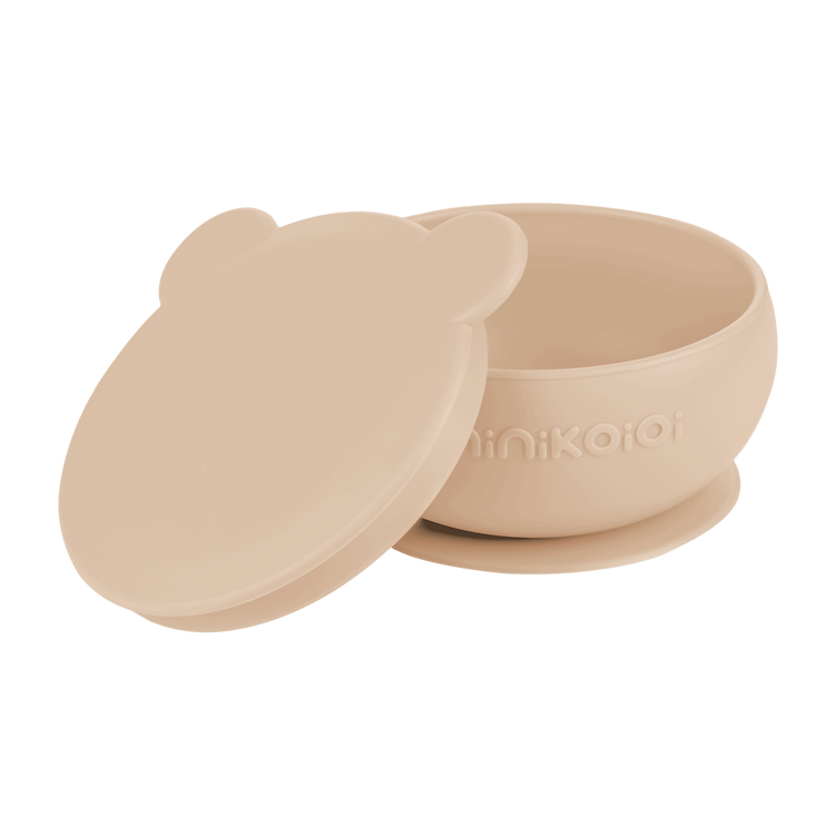 Bol à ventouse avec couvercle 1 Bol à ventouse avec couvercle Minikoioi en silicone nude