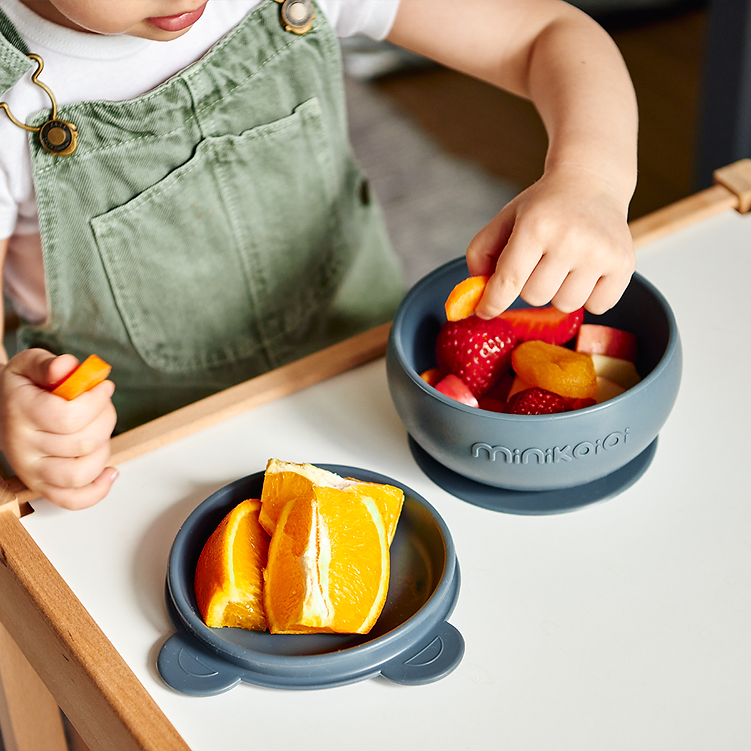 Bol à ventouse avec couvercle 5 Collection vaisselle bébé Minikoioi en silicone