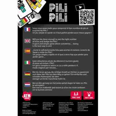 Verso de la boîte du jeu Pili Pili avec présentation des règles