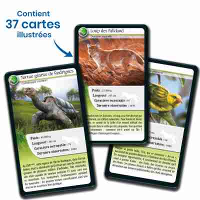 Cartes illustrées du jeu Défis Nature Animaux disparus
