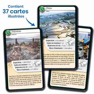 Cartes illustrées du jeu Défis Nature Pays du monde