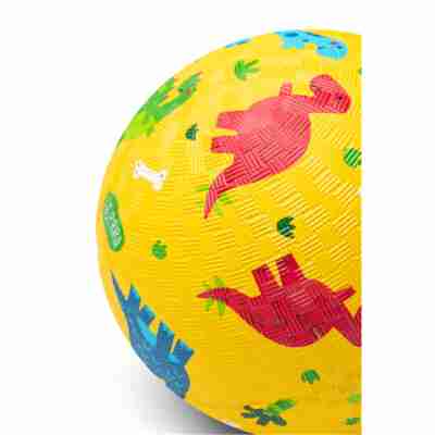 Ptit Loustic – Magasin de jeux et jouets à Saint-Étienne 8 Détail de la texture et des dinosaures sur la balle jaune enfant