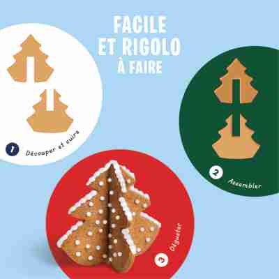 Biscuit sapin de Noël 3D assemblé avec Chefclub