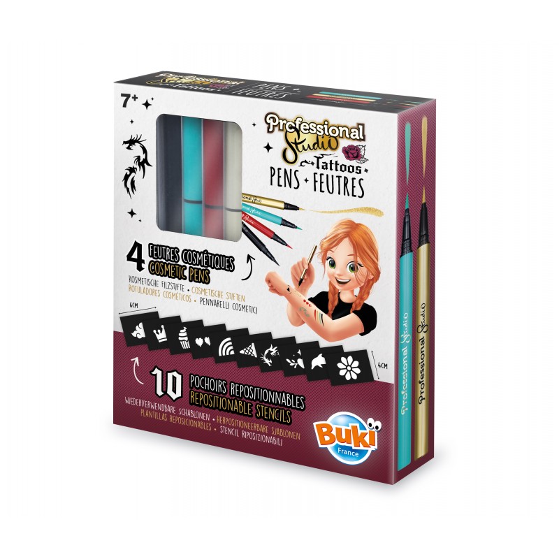 Feutres tattoos - doré 1 Boîte des feutres tattoos dorés Buki Professional Studio dès 7 ans
