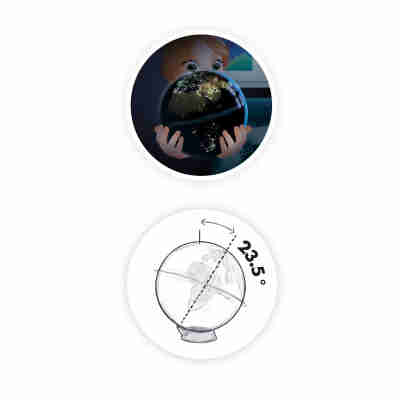 Illustration du Globe City Lights Buki avec inclinaison réelle de la Terre