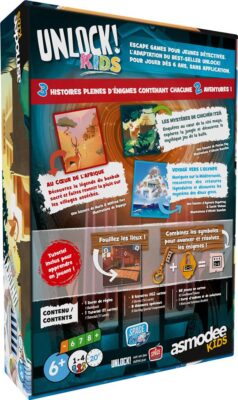 Verso du jeu Unlock! Kids Histoires de Légendes avec présentation des aventures