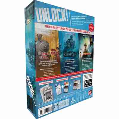 Verso du jeu Unlock! Game Adventures présentant les scénarios
