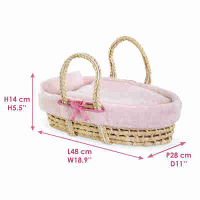 Dimensions du couffin peluche rose Corolle pour poupons 36 et 42 cm