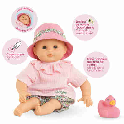 Bébé Bain Coralie avec yeux dormeurs et corps souple