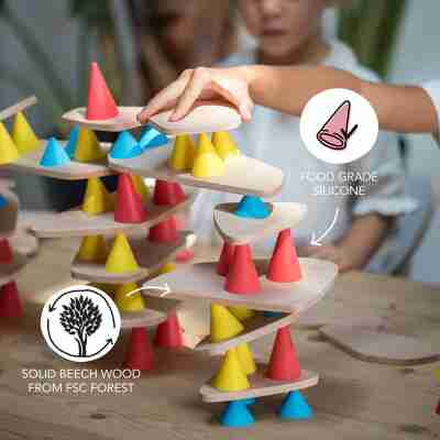 Construction Piks en bois FSC et cônes en silicone alimentaire