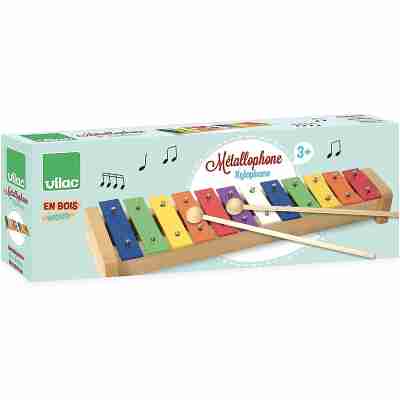 Instrument de musique enfant Vilac avec 12 notes colorées sur support en bois
