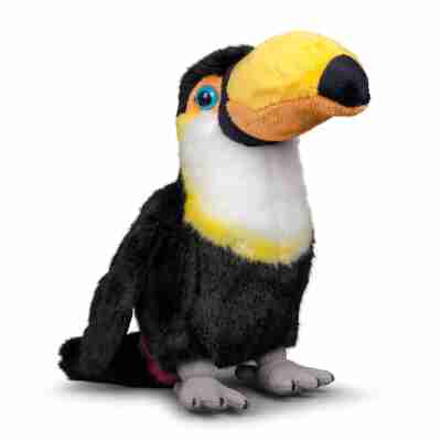 Peluche Toucan Animigos vue de face avec son grand bec coloré