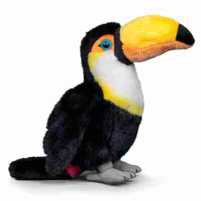 Vue de profil de la peluche Toucan réaliste Animigos