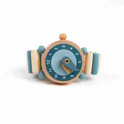 Montre éducative Jack en bois vue de face avec aiguilles mobiles
