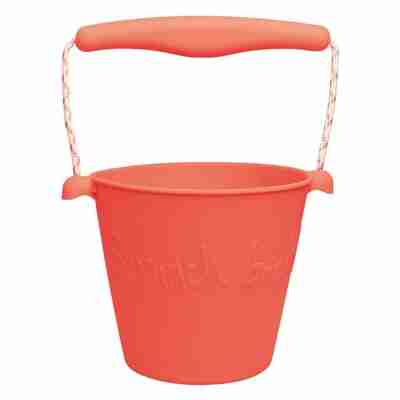 Seau pliable corail Scrunch en silicone souple pour enfants