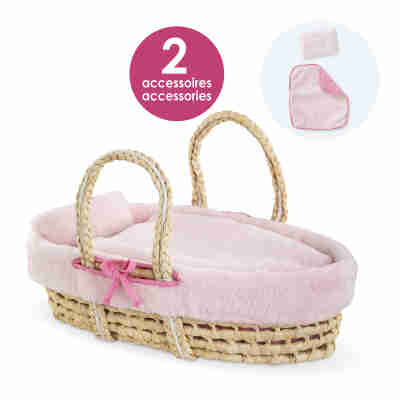 Couffin peluche rose Corolle pour poupon de 36 et 42 cm