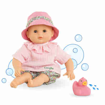 Bébé Bain Coralie Corolle avec canard de bain rose