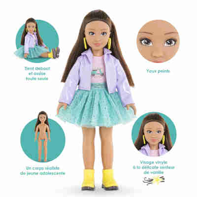 Poupée Luna Corolle Girls avec longs cheveux bruns et tenue scintillante