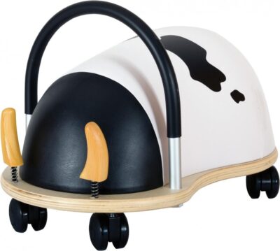 Porteur Wheely Bug Vache noir et blanc avec poignée de maintien