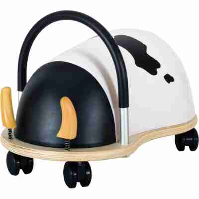 Porteur Wheely Bug Vache noir et blanc avec poignée de maintien