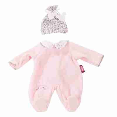 Combinaison rose avec motifs chats et bonnet assorti pour poupée Götz 30 à 33 cm