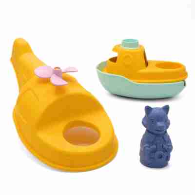 Ptit Loustic – Magasin de jeux et jouets à Saint-Étienne 4 Hélicoptère de Petit Renard jaune démonté avec bateau et figurine