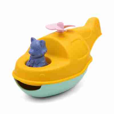 Ptit Loustic – Magasin de jeux et jouets à Saint-Étienne 3 Hélicoptère jaune Petit Renard avec coque turquoise et hélice rose