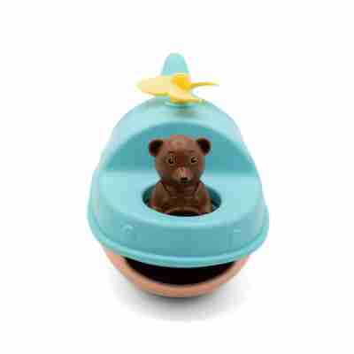 Vue de face de l’hélicoptère de bain Petit Ours Brun