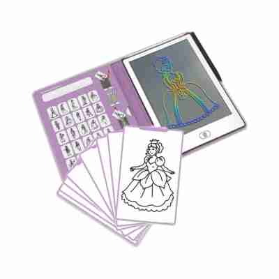 Ptit Loustic – Magasin de jeux et jouets à Saint-Étienne 10 Tablette Kidydraw Mini avec cartes à décalquer sur le thème des princesses