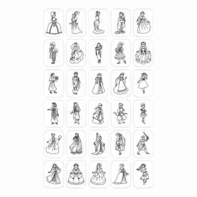 Illustrations de princesses et personnages royaux à décalquer