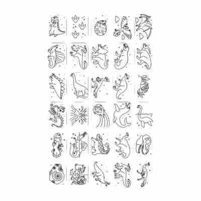 Cartes dinosaures fournies dans les recharges Kidydraw-mini