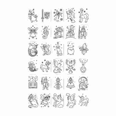 Illustrations à décalquer dragons licornes et fées Kidydraw Mini