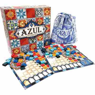 Contenu complet du jeu Azul avec tuiles et plateaux