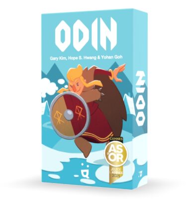 Boîte du jeu Odin de Helvetiq avec illustration d’un viking et logo As d’Or 2025