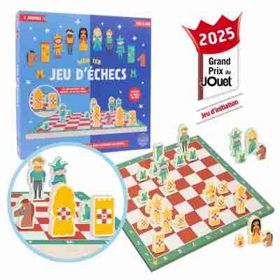 Boîte de Mon 1er jeu d’échecs Professor Puzzle avec plateau et personnages en bois pour enfant